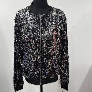 Anna-Kaci Silver and Black Sequined Jacket